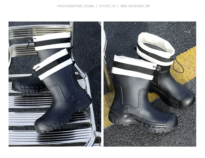 Women's Mid-barrel Rain Boots Fashionable Waterproof Anti-slip Rubber Shoes Good-looking Rain Boots Women's Adult Four Seasons Water Shoes Water Boots — feature 32
