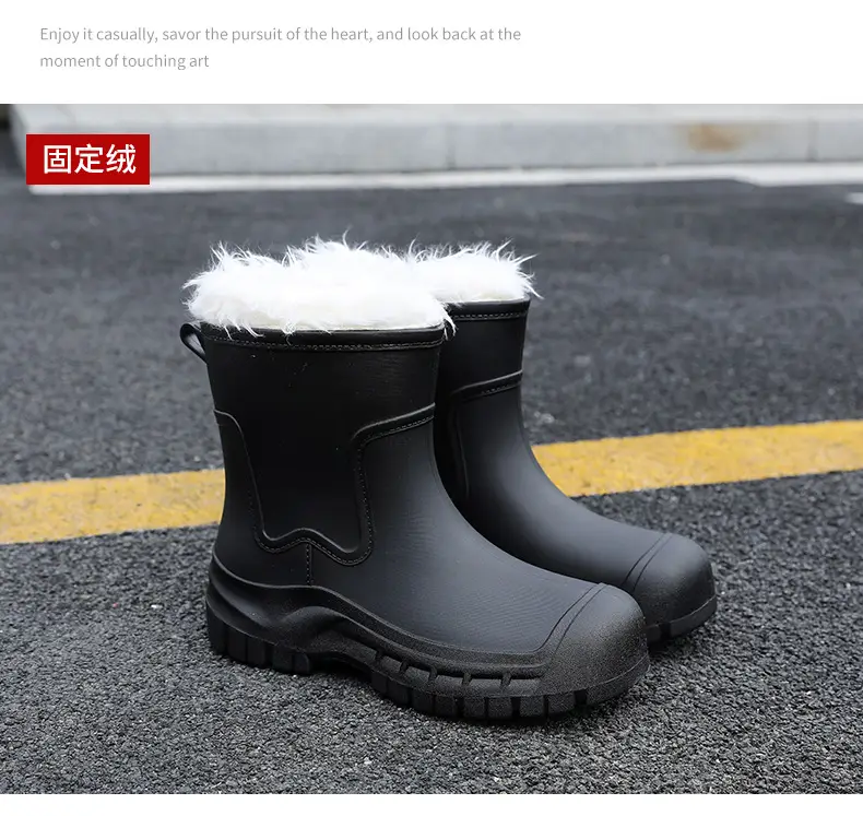 Women's Mid-barrel Rain Boots Fashionable Waterproof Anti-slip Rubber Shoes Good-looking Rain Boots Women's Adult Four Seasons Water Shoes Water Boots — feature 34