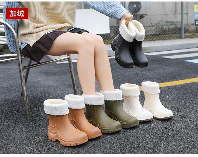 Women's Mid-barrel Rain Boots Fashionable Waterproof Anti-slip Rubber Shoes Good-looking Rain Boots Women's Adult Four Seasons Water Shoes Water Boots — feature 36