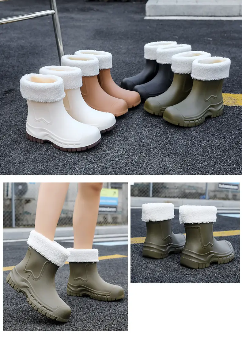 Women's Mid-barrel Rain Boots Fashionable Waterproof Anti-slip Rubber Shoes Good-looking Rain Boots Women's Adult Four Seasons Water Shoes Water Boots — feature 37