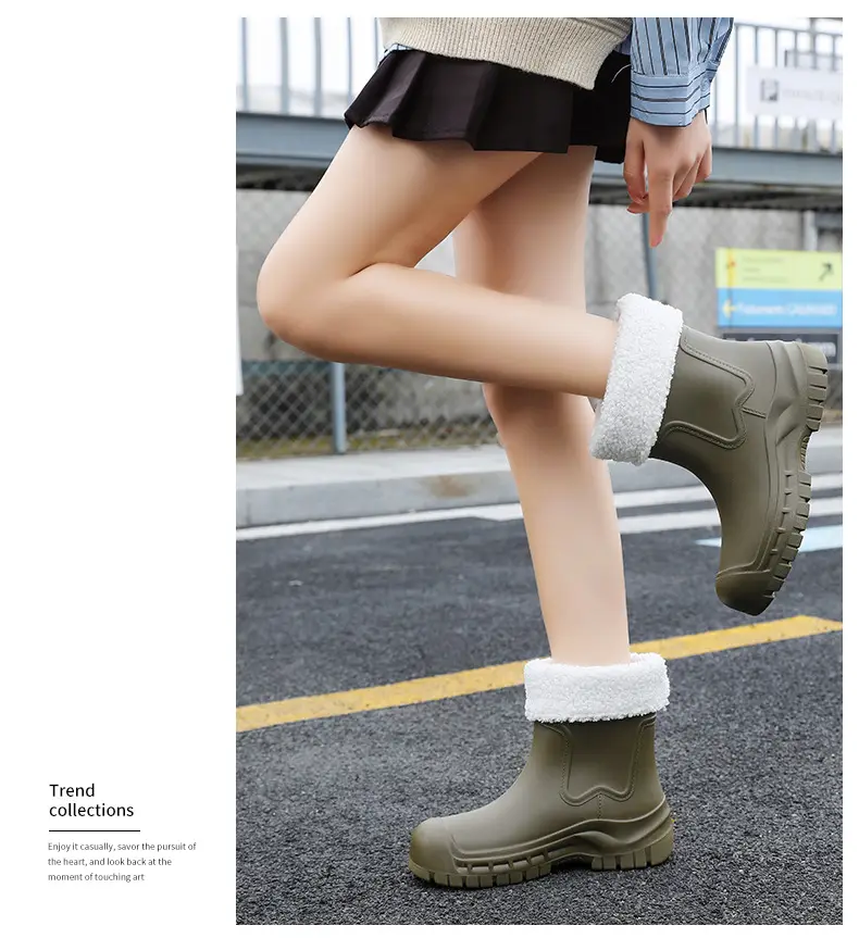Women's Mid-barrel Rain Boots Fashionable Waterproof Anti-slip Rubber Shoes Good-looking Rain Boots Women's Adult Four Seasons Water Shoes Water Boots — feature 38