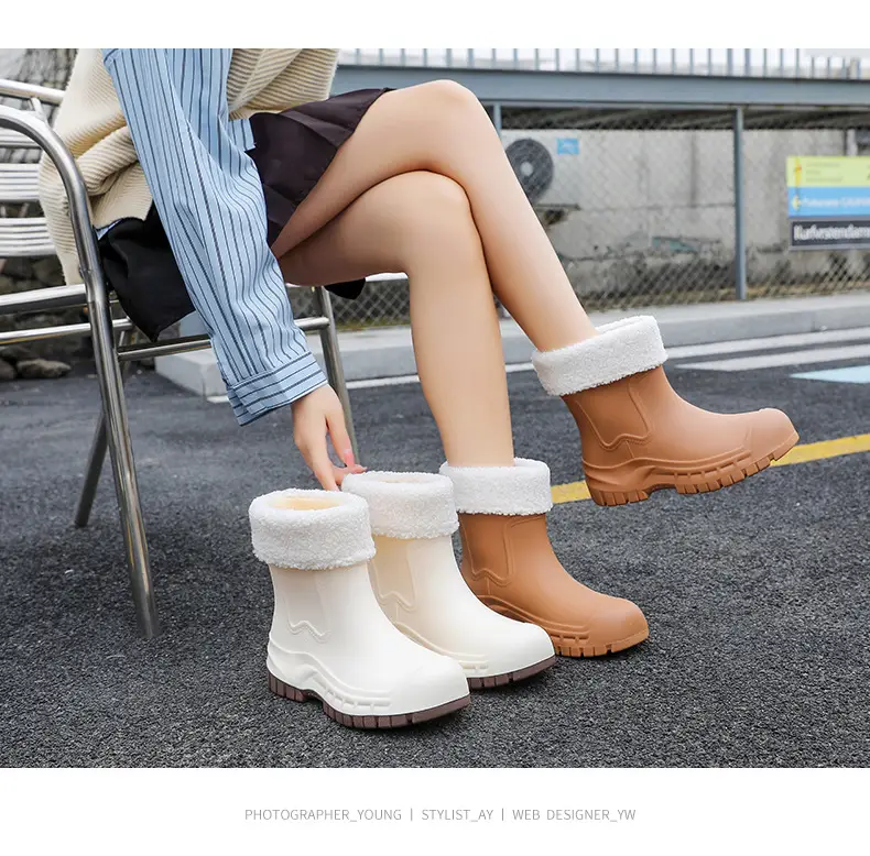Women's Mid-barrel Rain Boots Fashionable Waterproof Anti-slip Rubber Shoes Good-looking Rain Boots Women's Adult Four Seasons Water Shoes Water Boots — feature 39