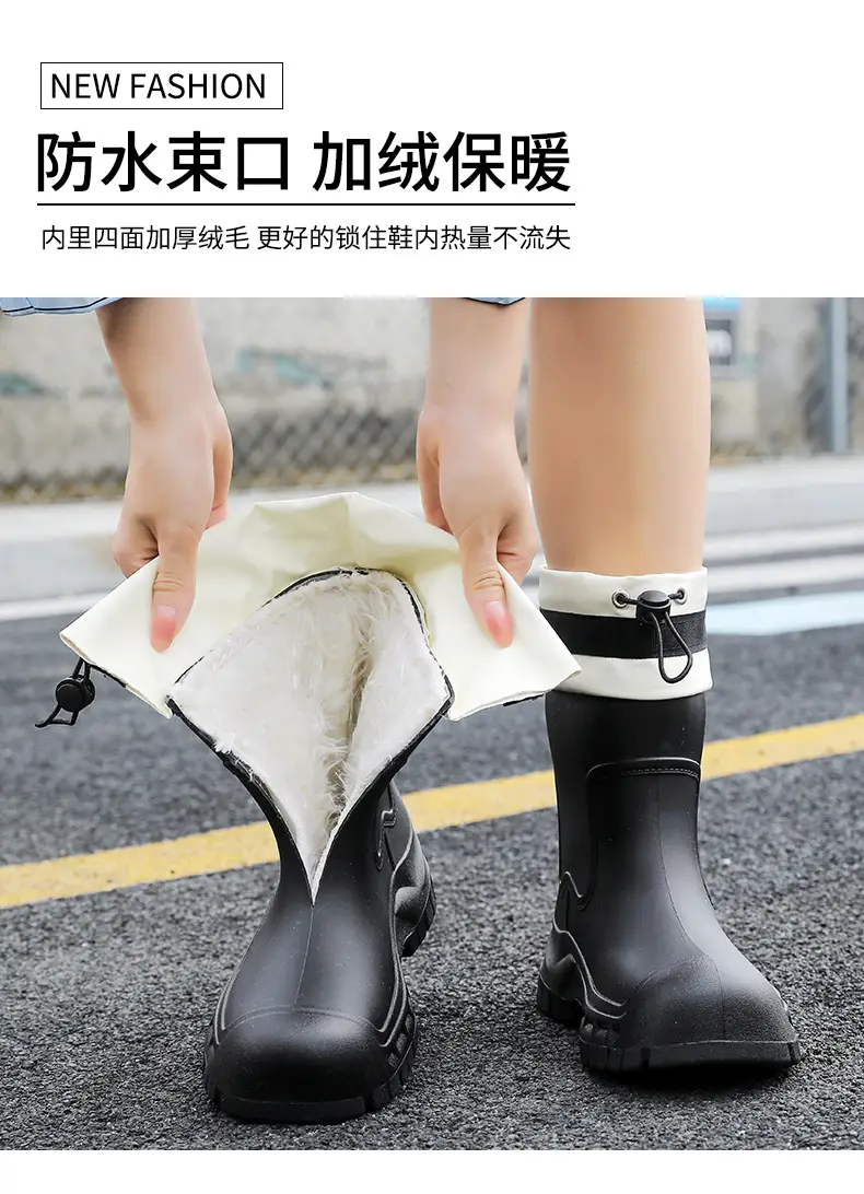 Women's Mid-barrel Rain Boots Fashionable Waterproof Anti-slip Rubber Shoes Good-looking Rain Boots Women's Adult Four Seasons Water Shoes Water Boots — feature 4