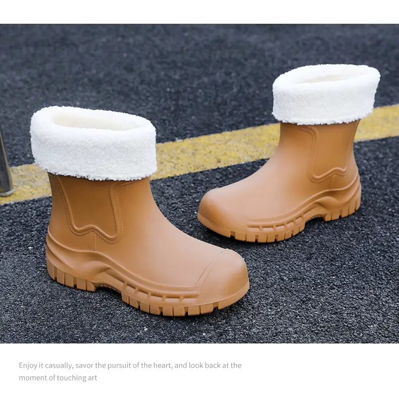Women's Mid-barrel Rain Boots Fashionable Waterproof Anti-slip Rubber Shoes Good-looking Rain Boots Women's Adult Four Seasons Water Shoes Water Boots — feature 41