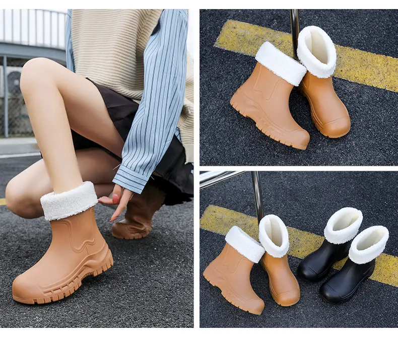 Women's Mid-barrel Rain Boots Fashionable Waterproof Anti-slip Rubber Shoes Good-looking Rain Boots Women's Adult Four Seasons Water Shoes Water Boots — feature 42