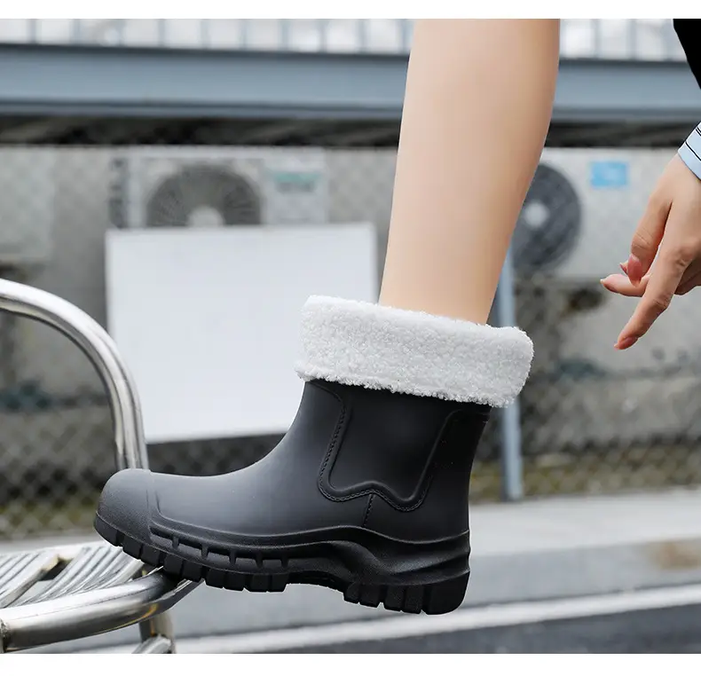 Women's Mid-barrel Rain Boots Fashionable Waterproof Anti-slip Rubber Shoes Good-looking Rain Boots Women's Adult Four Seasons Water Shoes Water Boots — feature 43