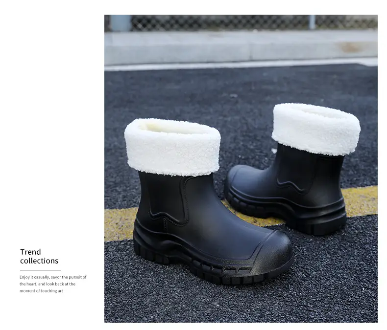 Women's Mid-barrel Rain Boots Fashionable Waterproof Anti-slip Rubber Shoes Good-looking Rain Boots Women's Adult Four Seasons Water Shoes Water Boots — feature 44