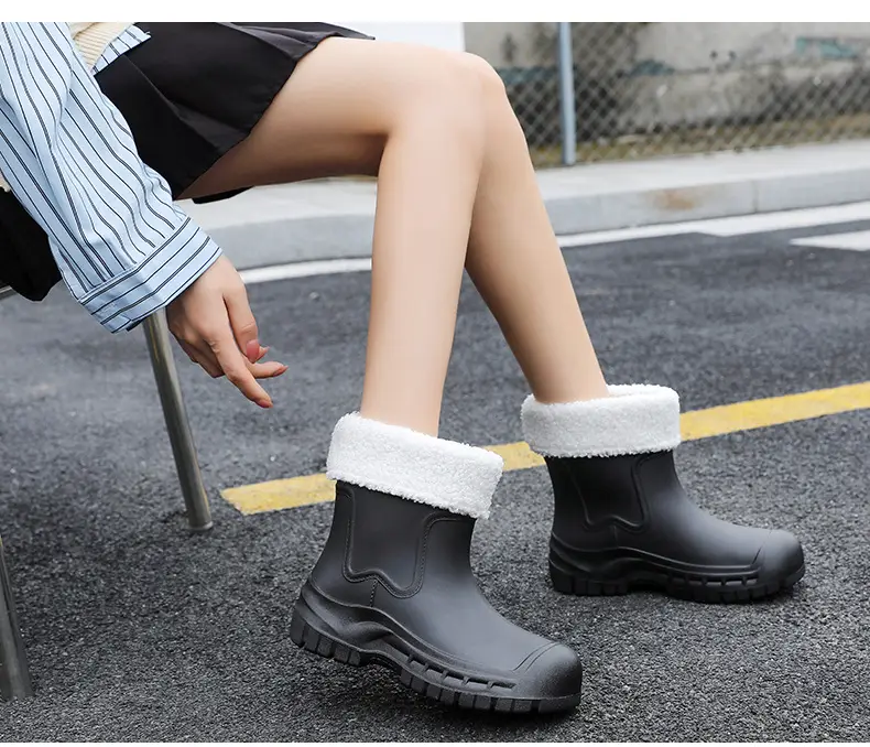 Women's Mid-barrel Rain Boots Fashionable Waterproof Anti-slip Rubber Shoes Good-looking Rain Boots Women's Adult Four Seasons Water Shoes Water Boots — feature 45