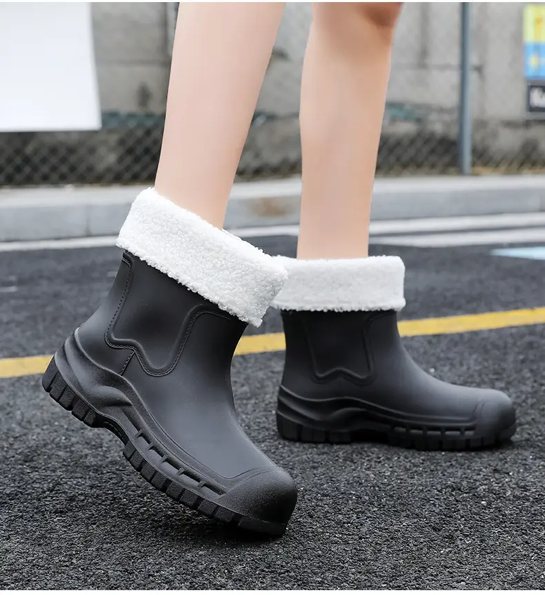 Women's Mid-barrel Rain Boots Fashionable Waterproof Anti-slip Rubber Shoes Good-looking Rain Boots Women's Adult Four Seasons Water Shoes Water Boots — feature 46
