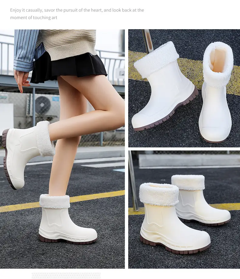 Women's Mid-barrel Rain Boots Fashionable Waterproof Anti-slip Rubber Shoes Good-looking Rain Boots Women's Adult Four Seasons Water Shoes Water Boots — feature 47