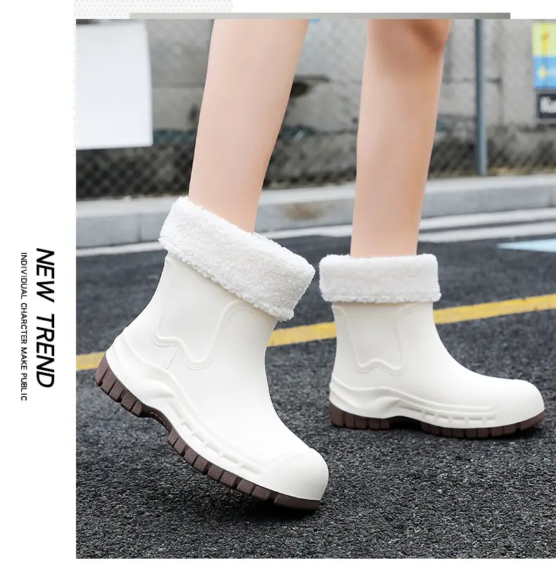 Women's Mid-barrel Rain Boots Fashionable Waterproof Anti-slip Rubber Shoes Good-looking Rain Boots Women's Adult Four Seasons Water Shoes Water Boots — feature 48