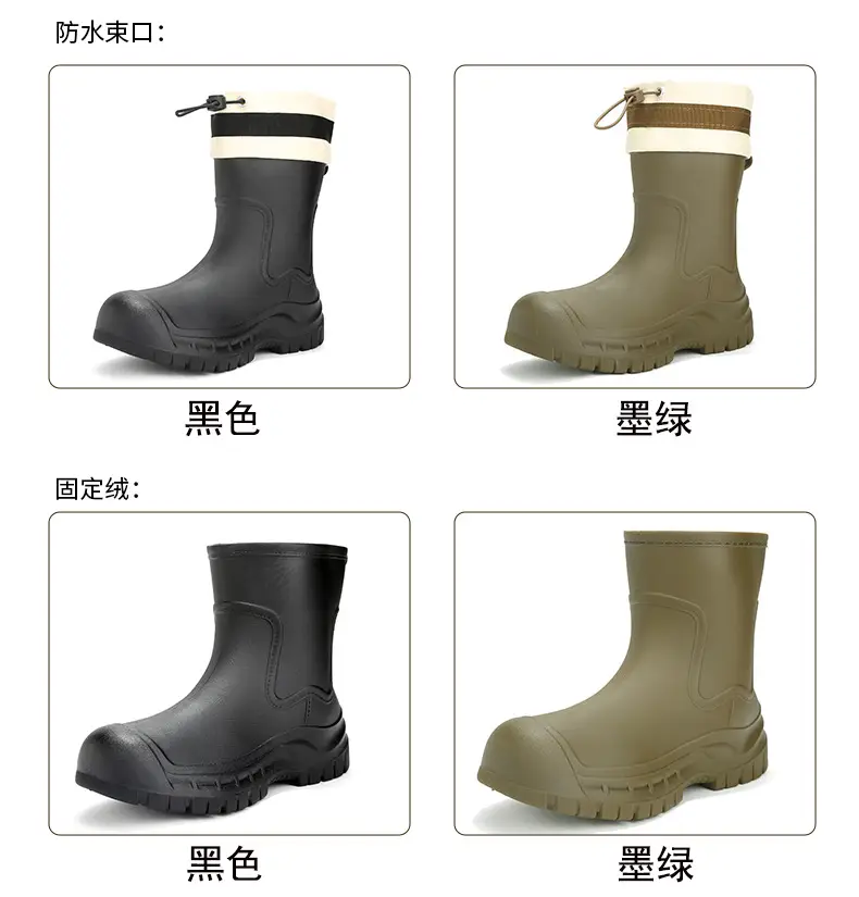 Women's Mid-barrel Rain Boots Fashionable Waterproof Anti-slip Rubber Shoes Good-looking Rain Boots Women's Adult Four Seasons Water Shoes Water Boots — feature 8