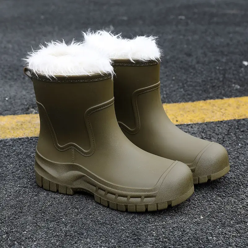 Women's Mid-barrel Rain Boots Fashionable Waterproof Anti-slip Rubber Shoes Good-looking Rain Boots Women's Adult Four Seasons Water Shoes Water Boots - Image 11