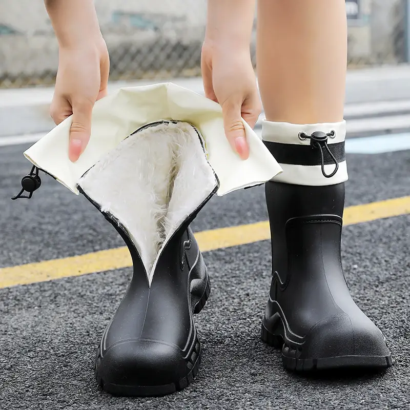 Women's Mid-barrel Rain Boots Fashionable Waterproof Anti-slip Rubber Shoes Good-looking Rain Boots Women's Adult Four Seasons Water Shoes Water Boots - Image 14