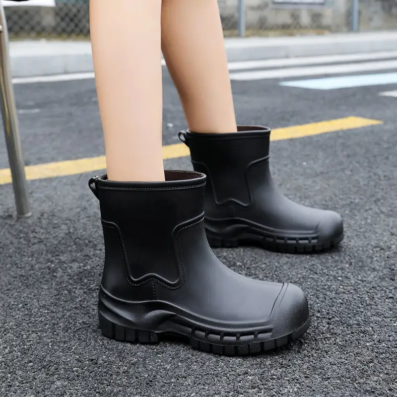 Women's Mid-barrel Rain Boots Fashionable Waterproof Anti-slip Rubber Shoes Good-looking Rain Boots Women's Adult Four Seasons Water Shoes Water Boots - Image 2