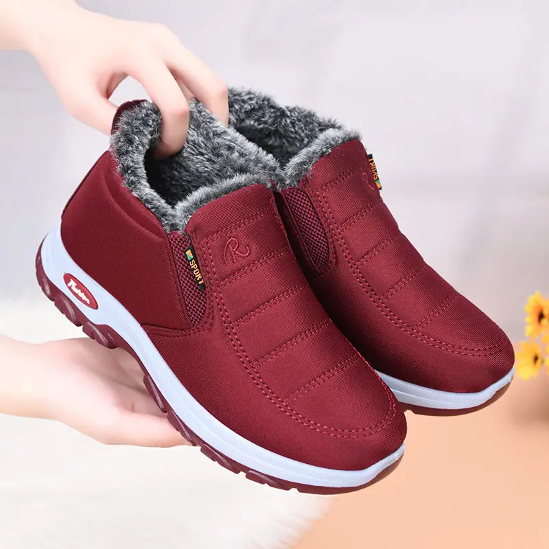 Winter Fleece-Lined Thickened Cotton Shoes for Women, Warm Snow Boots for Middle-Aged and Elderly Mothers, Cross-Border Temu, Non-Slip, Warm, and Comfortable - Image 2