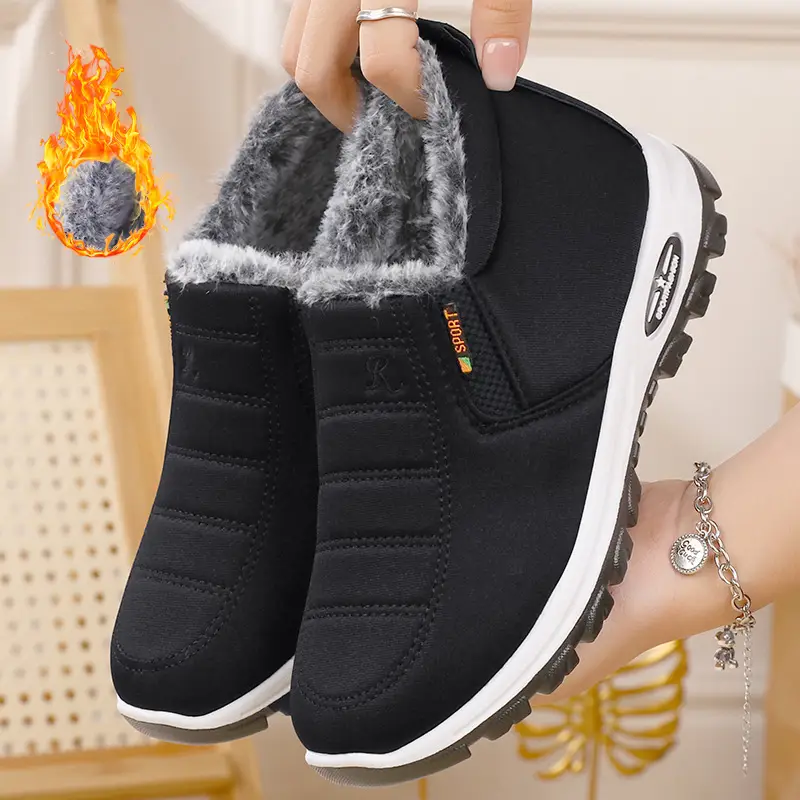 Winter Fleece-Lined Thickened Cotton Shoes for Women, Warm Snow Boots for Middle-Aged and Elderly Mothers, Cross-Border Temu, Non-Slip, Warm, and Comfortable - Image 4
