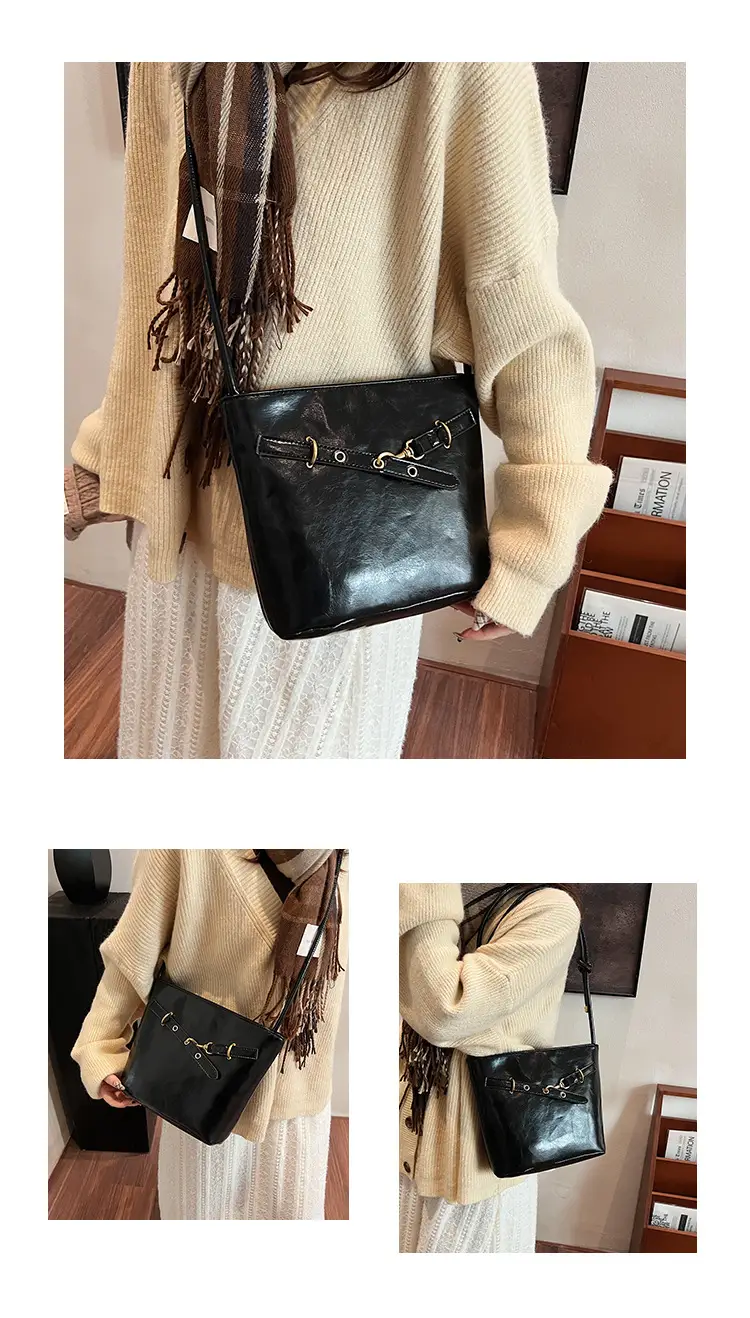 Women's Crossbody Bag Brown Retro Textured 2024 — feature 12