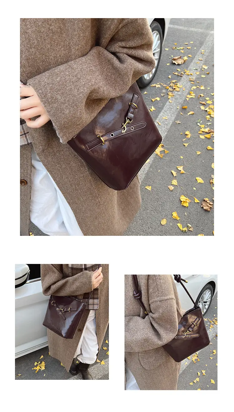 Women's Crossbody Bag Brown Retro Textured 2024 — feature 13