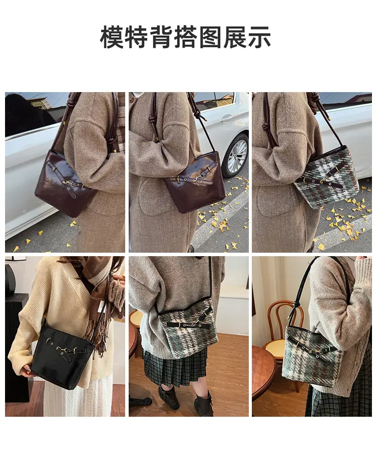 Women's Crossbody Bag Brown Retro Textured 2024 — feature 9