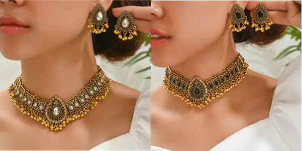 European and American Cross-border Fashion Retro Medium Dongfeng Peacock Style Water Drop Temperament Exaggerated Ladies Necklace Earrings suit — feature 2