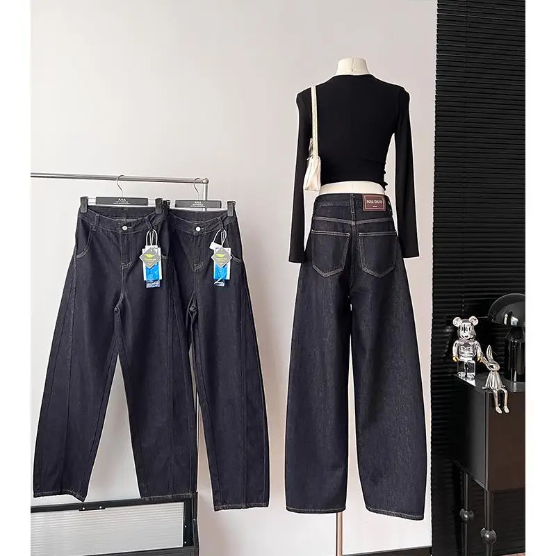 Dark Blue High-Waisted Wide Leg Pants for Women