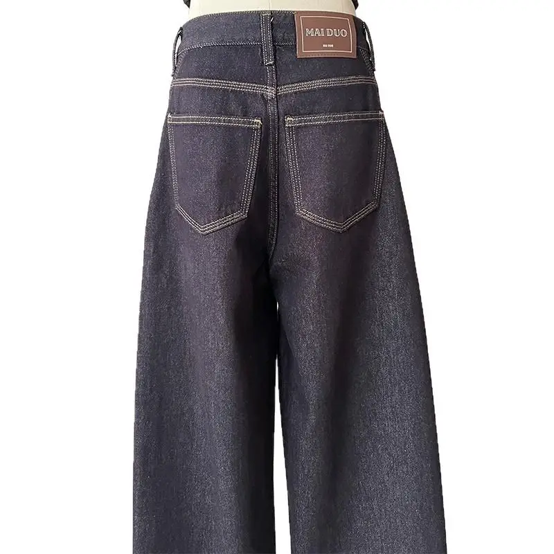 Dark Blue High-Waisted Wide Leg Pants for Women