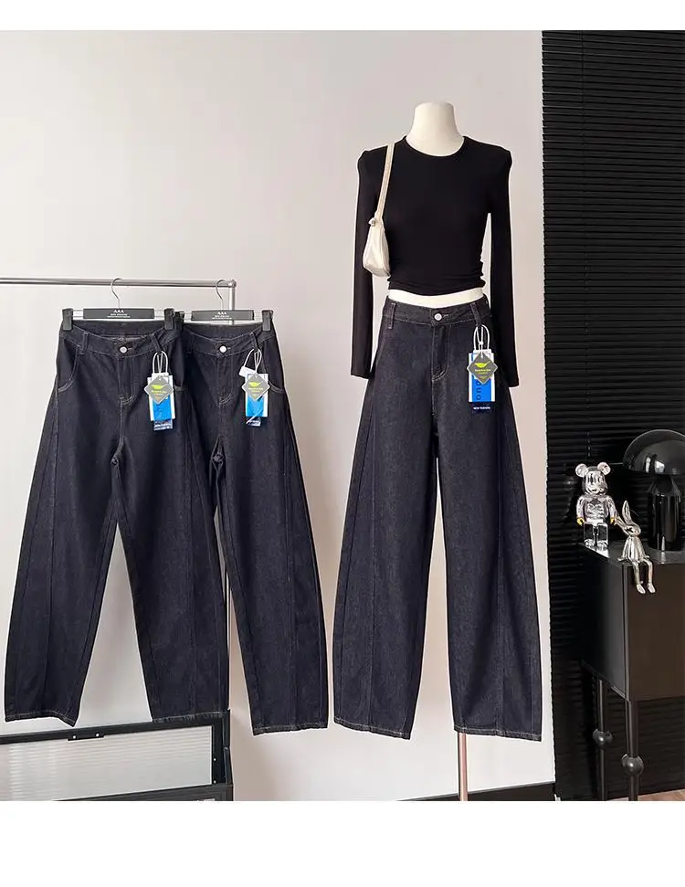Dark Blue High-Waisted Wide Leg Pants for Women — feature 4