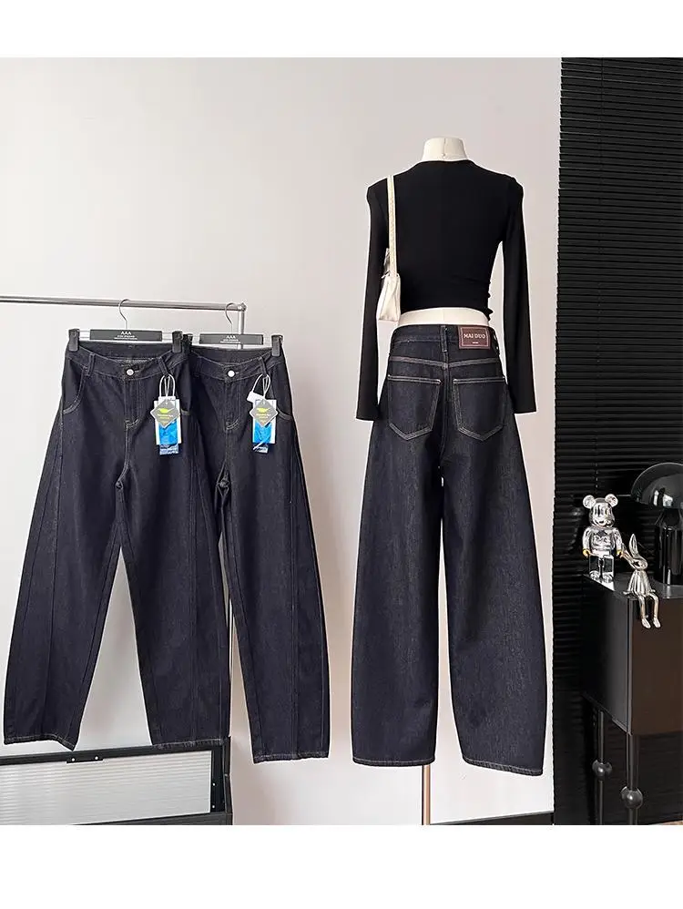Dark Blue High-Waisted Wide Leg Pants for Women — feature 6