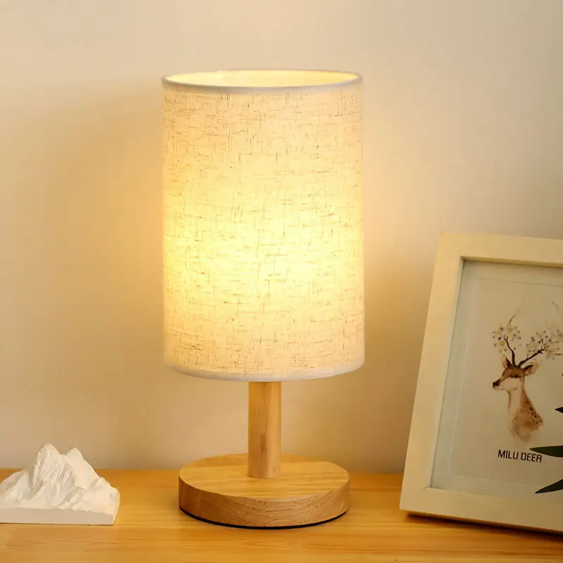 USB Wired Wooden Table Lamp Night Light for Bedroom