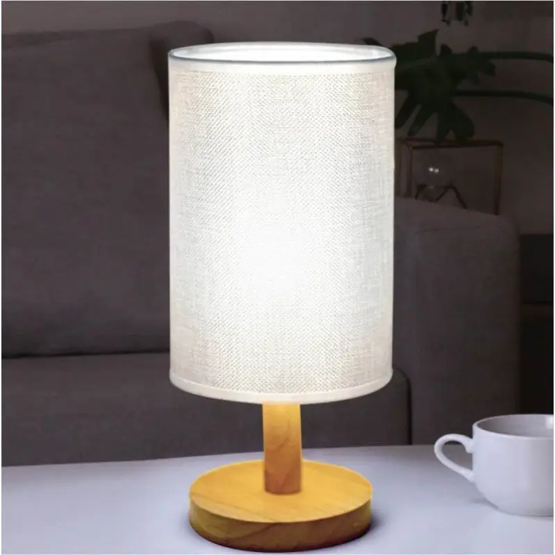 USB Wired Wooden Table Lamp Night Light for Bedroom