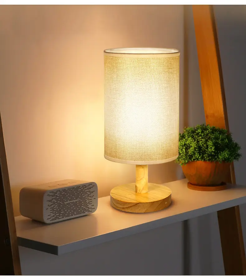 USB Wired Wooden Table Lamp Night Light for Bedroom — feature 3