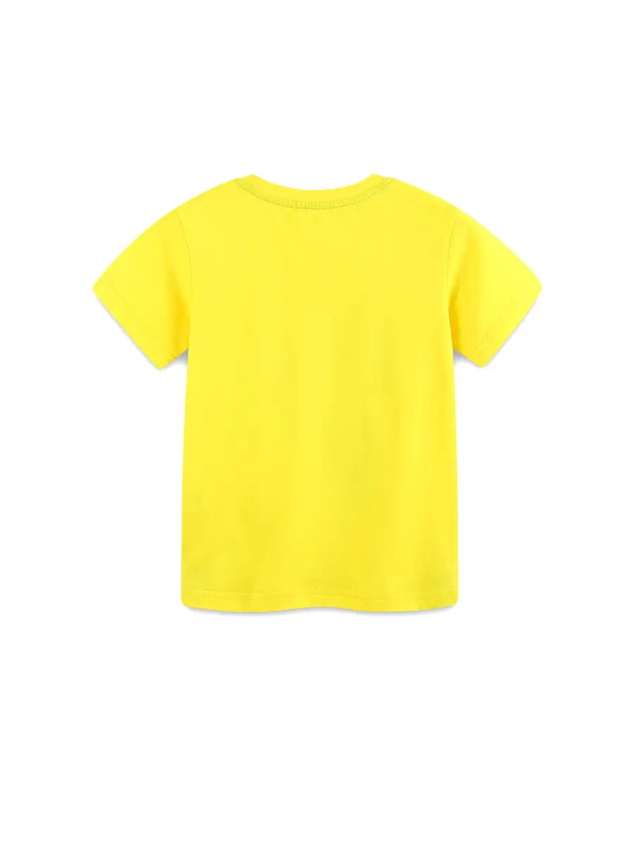 Summer Football Print Boys T-Shirt Yellow Knitted Cotton - Image 4