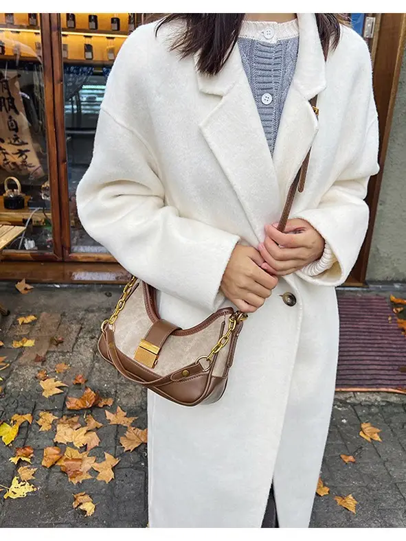 Crossbody Bag White Cream Chain Stitch Shoulder Bag