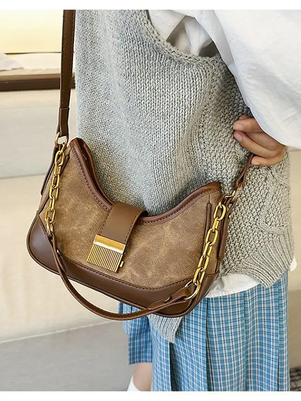Crossbody Bag White Cream Chain Stitch Shoulder Bag