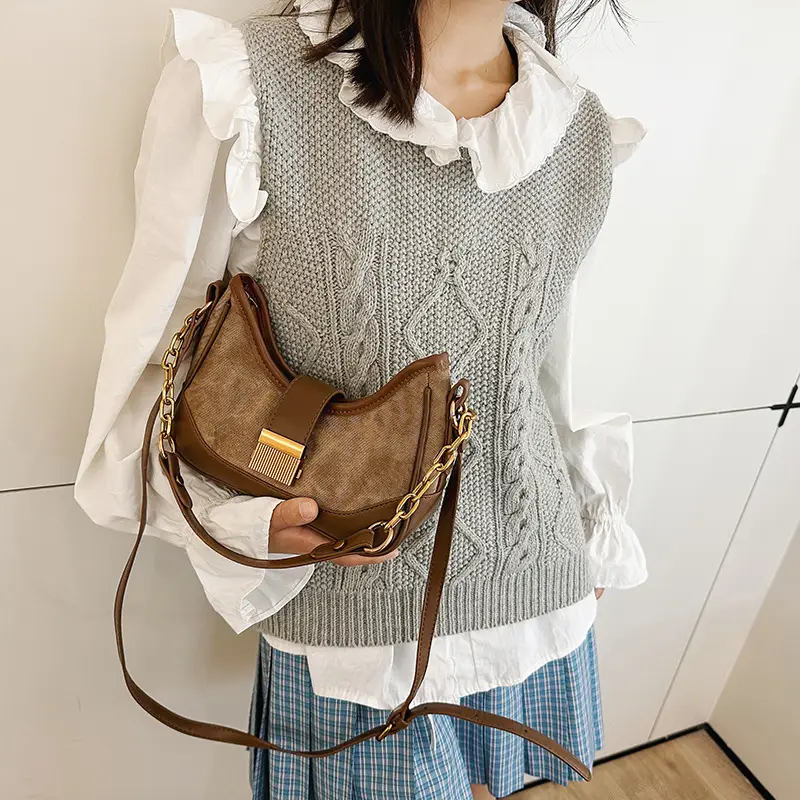 Crossbody Bag White Cream Chain Stitch Shoulder Bag — feature 19