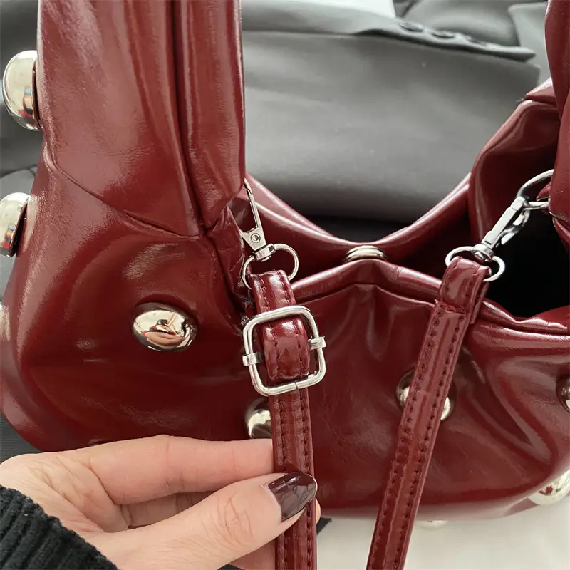 Women's White Rivet Shoulder Bag 2024 New