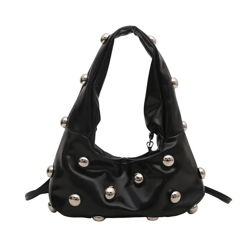 Women's White Rivet Shoulder Bag 2024 New