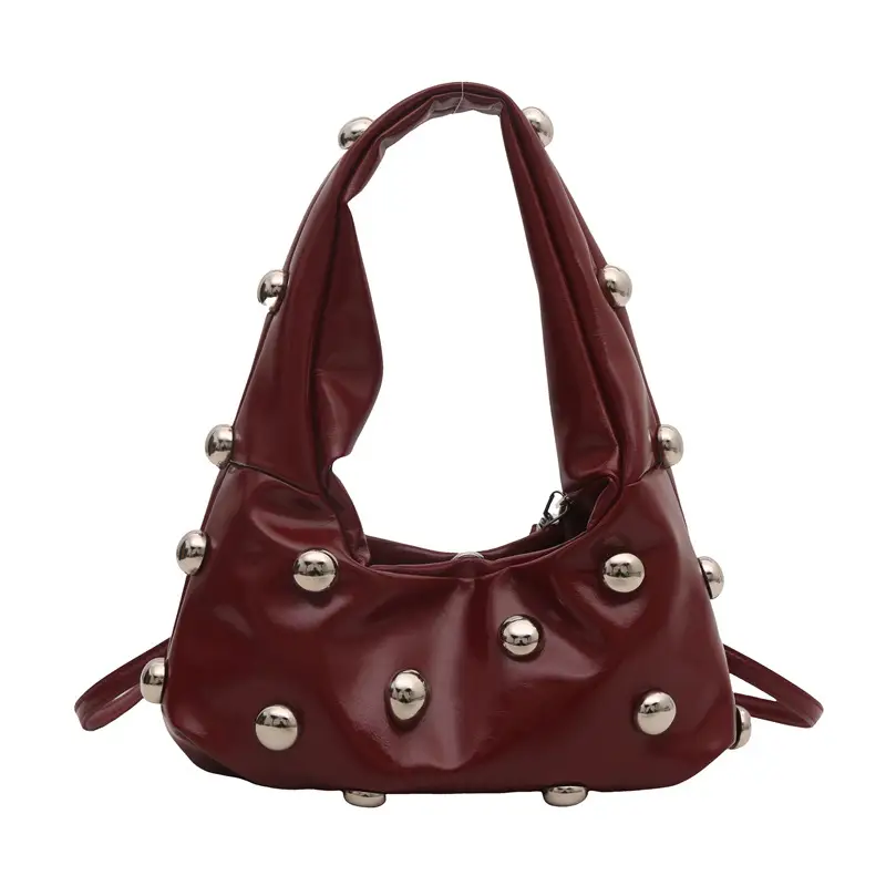 Women's White Rivet Shoulder Bag 2024 New