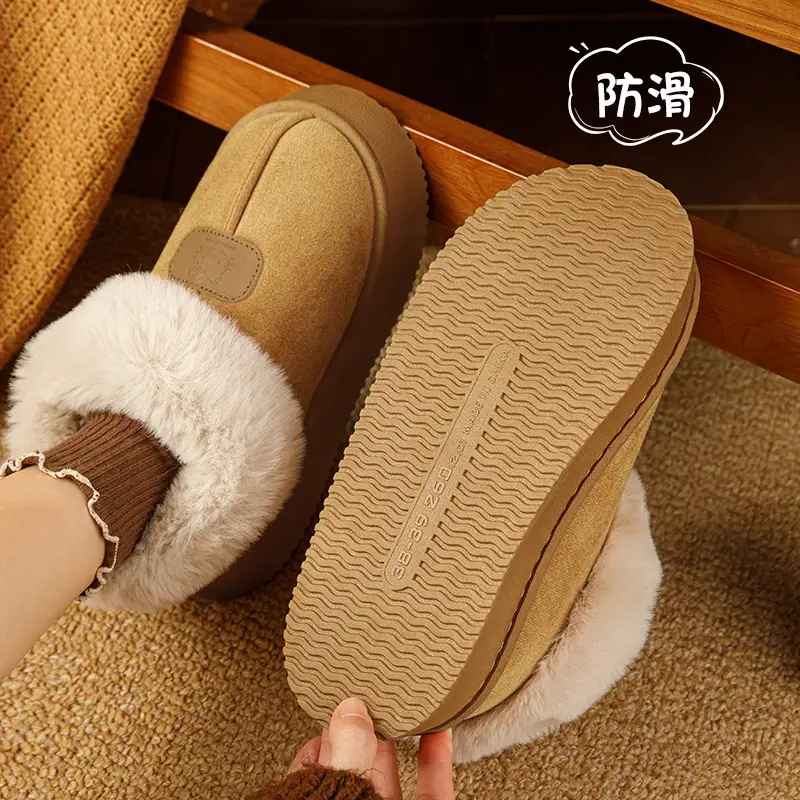 Women's winter new snow boots wear non-slip fleece-lined warm thick-soled wool cotton slippers wholesale - Image 5