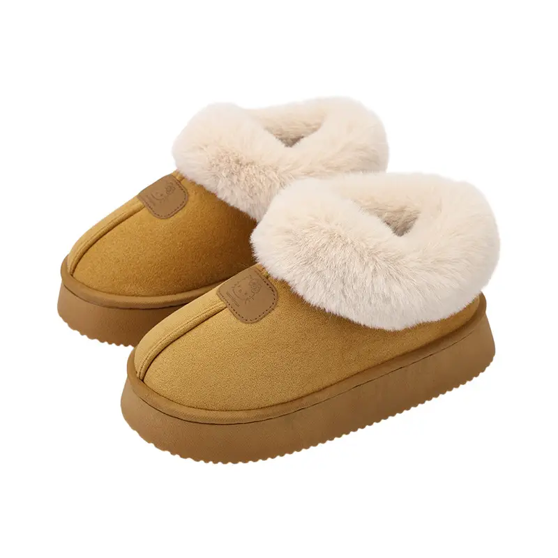 Women's winter new snow boots wear non-slip fleece-lined warm thick-soled wool cotton slippers wholesale - Image 6