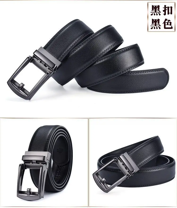 Men's Black Leather Belt with Silver Buckle — feature 11