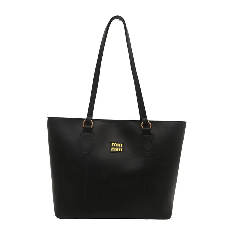 Women's Black Leather Tote Bag with Shoulder Strap - Image 7