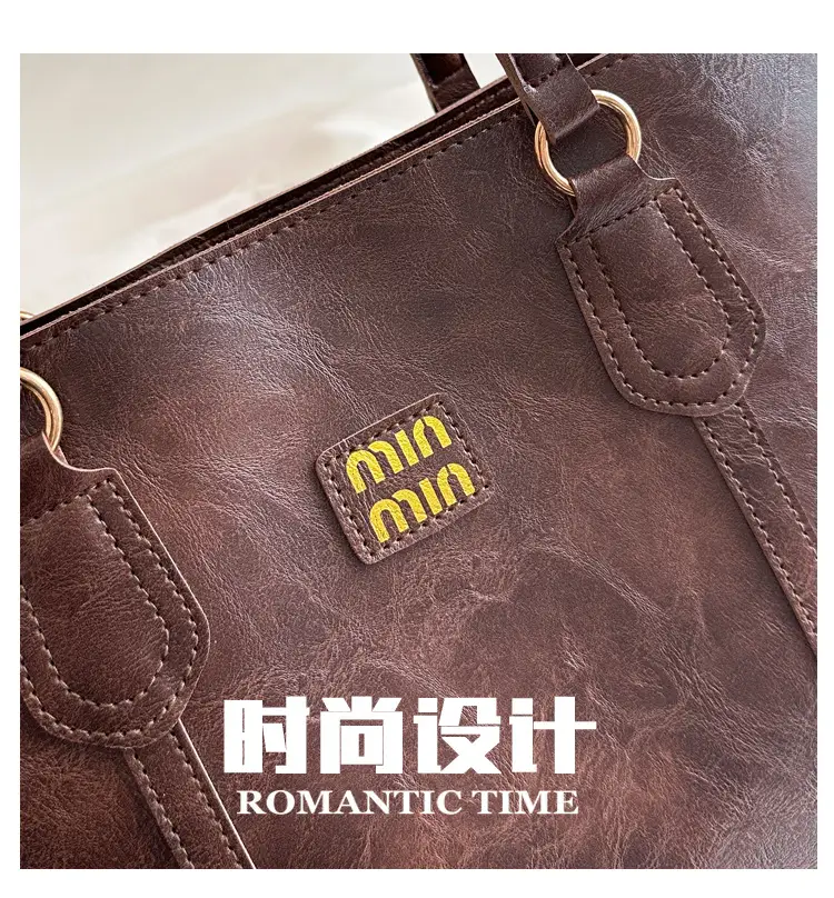 Women's Black Leather Tote Bag with Shoulder Strap — feature 3