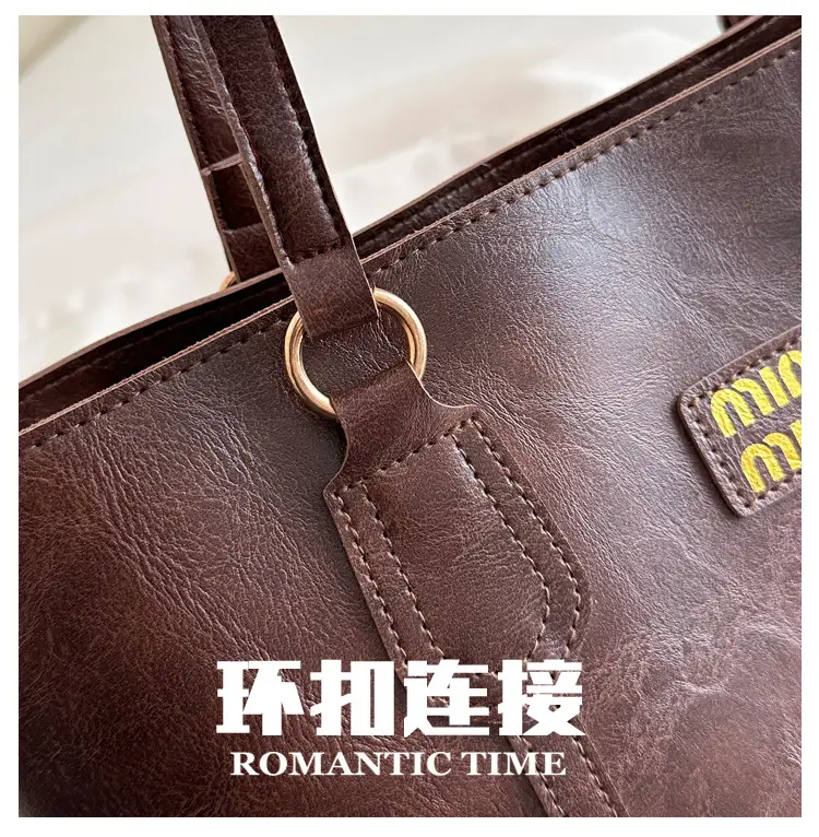 Women's Black Leather Tote Bag with Shoulder Strap — feature 5