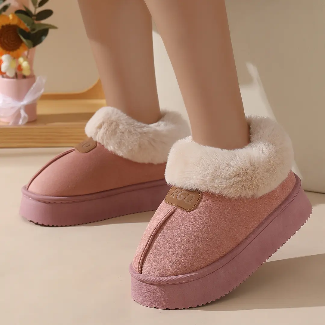 Cross-border new cotton slippers winter women's outer wear thick-soled fleece-lined thickened non-slip home warm wool bag heel cotton shoes