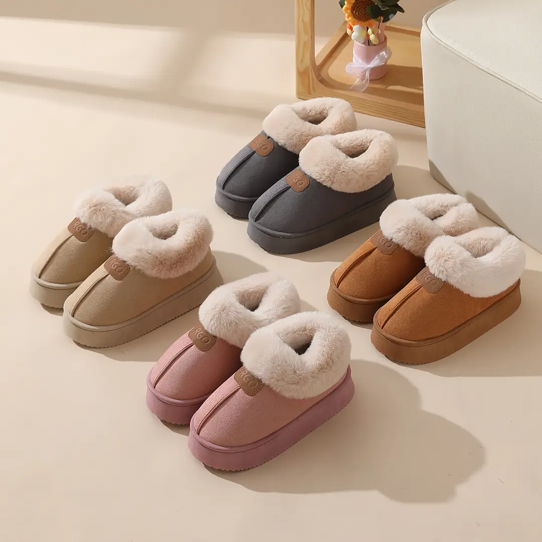 Cross-border new cotton slippers winter women's outer wear thick-soled fleece-lined thickened non-slip home warm wool bag heel cotton shoes