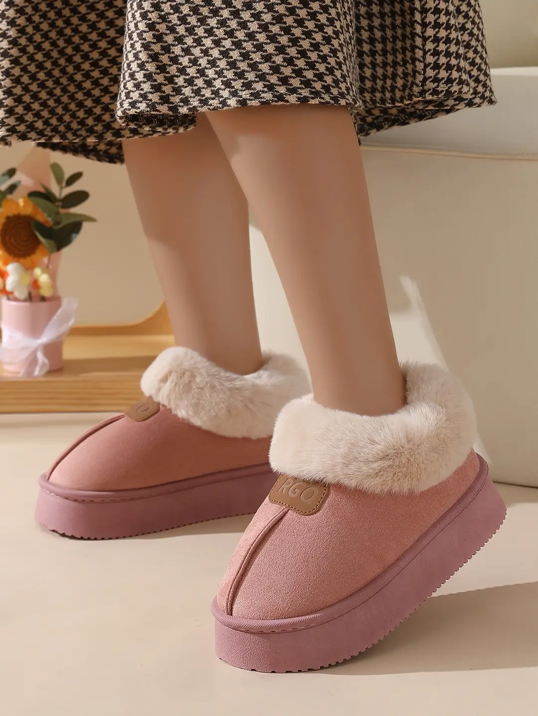 Cross-border new cotton slippers winter women's outer wear thick-soled fleece-lined thickened non-slip home warm wool bag heel cotton shoes — feature 15