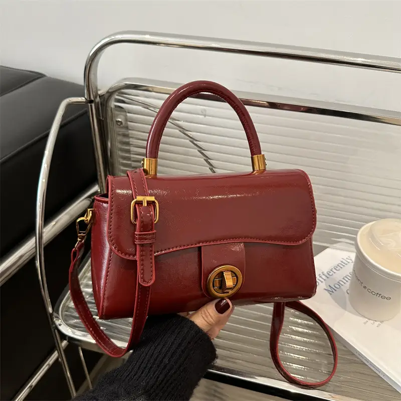 Women's Red Leather Shoulder Bag 2024 New Style - Image 6