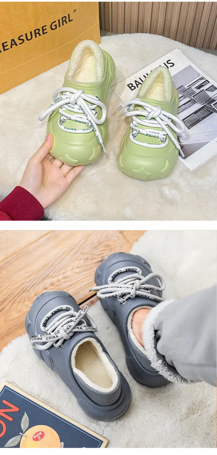 Men's Fleece Winter Slippers Green Warm Winter — feature 15